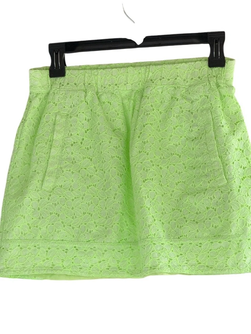 J.Crew Neon Green Floral Lace A-Line Skirt with Pockets Size XS